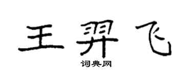 袁強王羿飛楷書個性簽名怎么寫