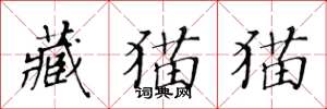 黃華生藏貓貓楷書怎么寫