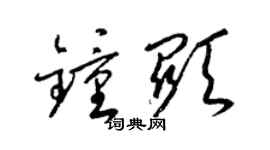 梁錦英鍾顯草書個性簽名怎么寫