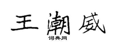 袁強王潮威楷書個性簽名怎么寫