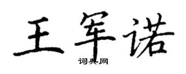 丁謙王軍諾楷書個性簽名怎么寫