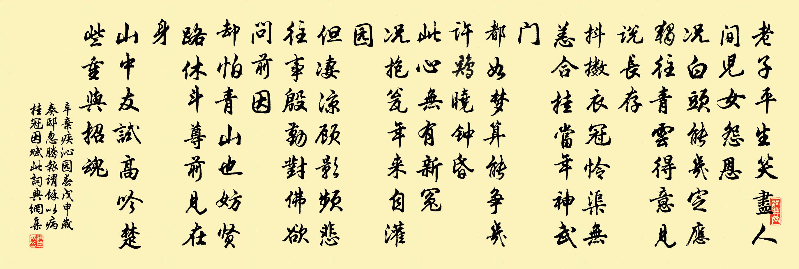 辛棄疾沁園春(戊申歲,奏邸忽騰報,謂余以病掛冠,因賦此)書法作品欣賞