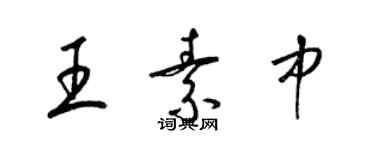 梁錦英王素中草書個性簽名怎么寫