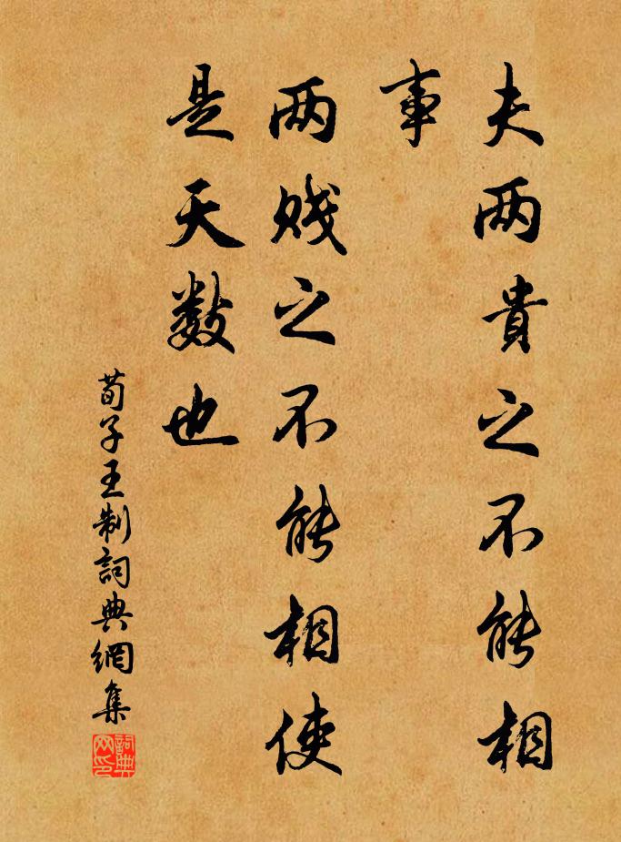 荀子夫兩貴之不能相事,兩賤之不能相使,是天數也。書法作品欣賞