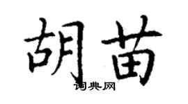 丁謙胡苗楷書個性簽名怎么寫