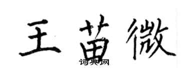 何伯昌王苗微楷書個性簽名怎么寫