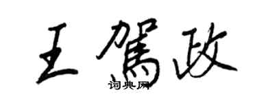 王正良王駕政行書個性簽名怎么寫