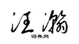 梁錦英汪瀚草書個性簽名怎么寫