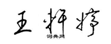 梁錦英王軒婷草書個性簽名怎么寫