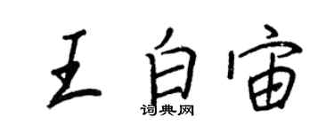 王正良王白宙行書個性簽名怎么寫