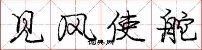 龐中華見風使舵行書怎么寫
