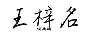 王正良王梓名行書個性簽名怎么寫
