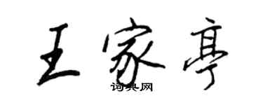 王正良王家亭行書個性簽名怎么寫