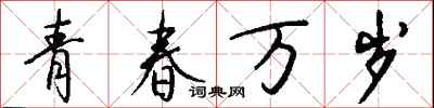 錢沛雲青春萬歲行書怎么寫
