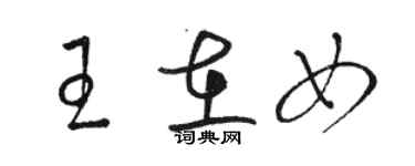 駱恆光王在女草書個性簽名怎么寫