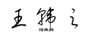 梁錦英王韓之草書個性簽名怎么寫