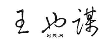 駱恆光王也謀草書個性簽名怎么寫