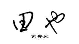 梁錦英田也草書個性簽名怎么寫