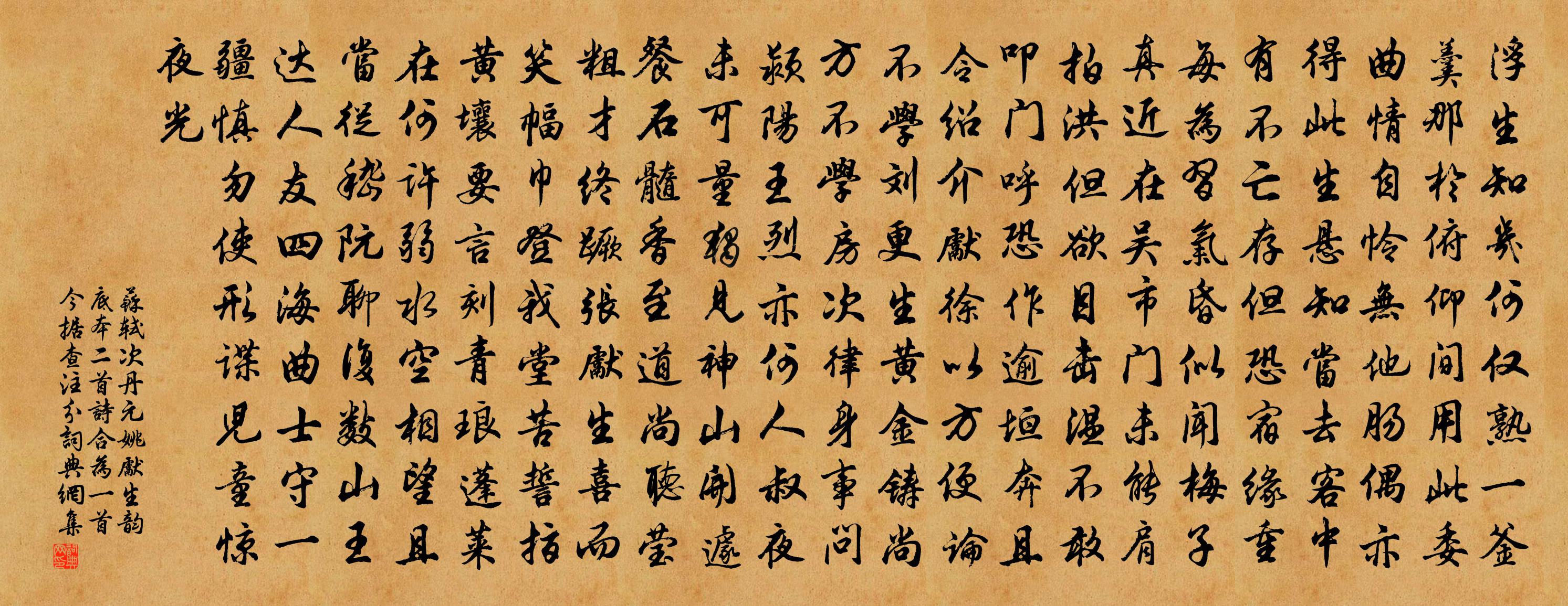 蘇軾次丹元姚先生韻(〔底本二首詩合為一首,今據查注分。)書法作品欣賞