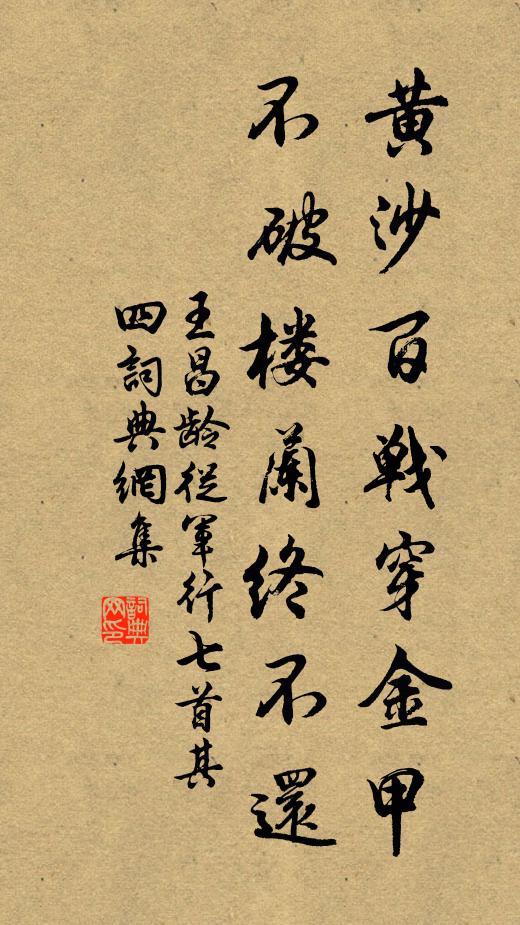 王昌齡黃沙百戰穿金甲,不破樓蘭終不還。書法作品欣賞