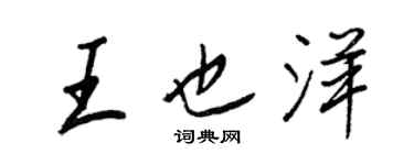 王正良王也洋行書個性簽名怎么寫