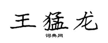 袁強王猛龍楷書個性簽名怎么寫