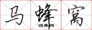 田英章馬蜂窩行書怎么寫