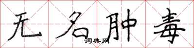 侯登峰無名腫毒楷書怎么寫