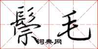 荊霄鵬鬃毛行書怎么寫