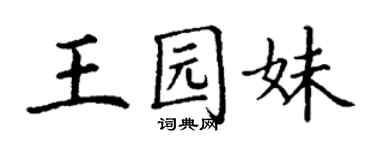 丁謙王園妹楷書個性簽名怎么寫