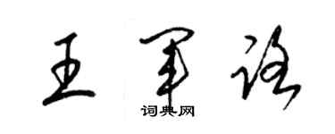 梁錦英王軍路草書個性簽名怎么寫