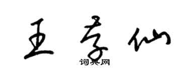 梁錦英王存仙草書個性簽名怎么寫