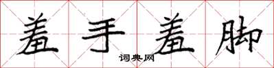 袁強羞手羞腳楷書怎么寫