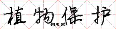 段相林植物保護行書怎么寫