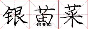 龐中華銀苗菜楷書怎么寫
