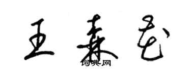 梁錦英王森花草書個性簽名怎么寫