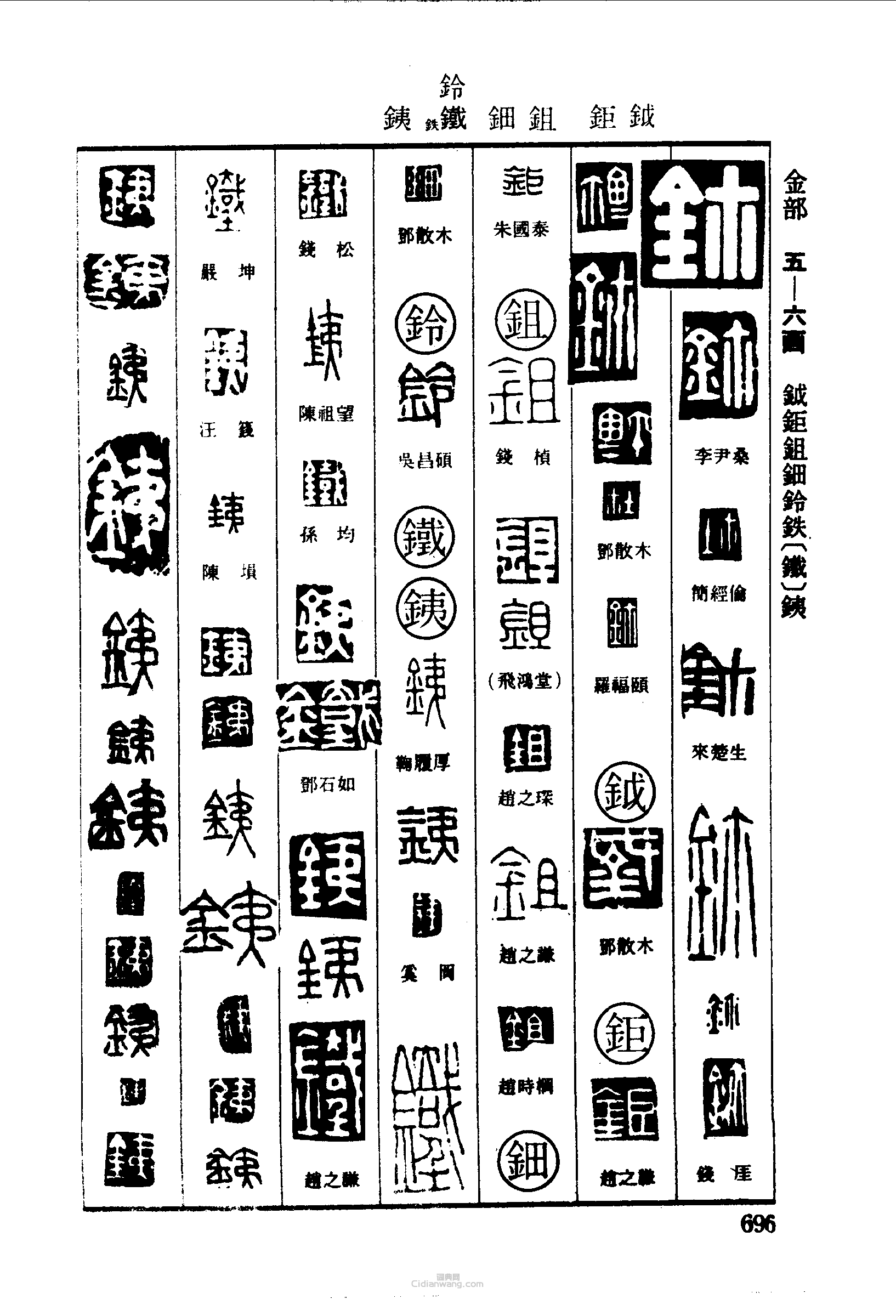 篆刻字典的篆刻印章鉅鉏鈴鐵