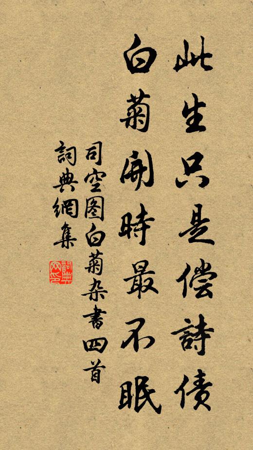 司空圖此生只是償詩債,白菊開時最不眠。書法作品欣賞