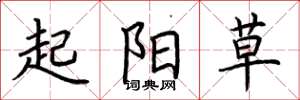 荊霄鵬起陽草楷書怎么寫