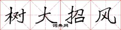 袁強樹大招風楷書怎么寫