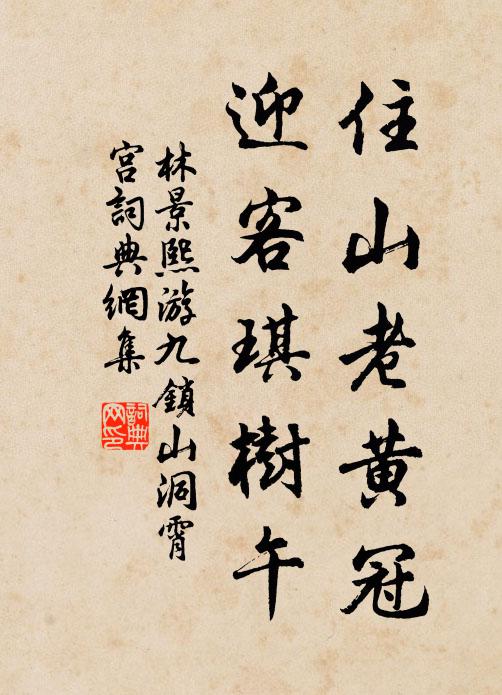 林景熙住山老黃冠,迎客琪樹午書法作品欣賞