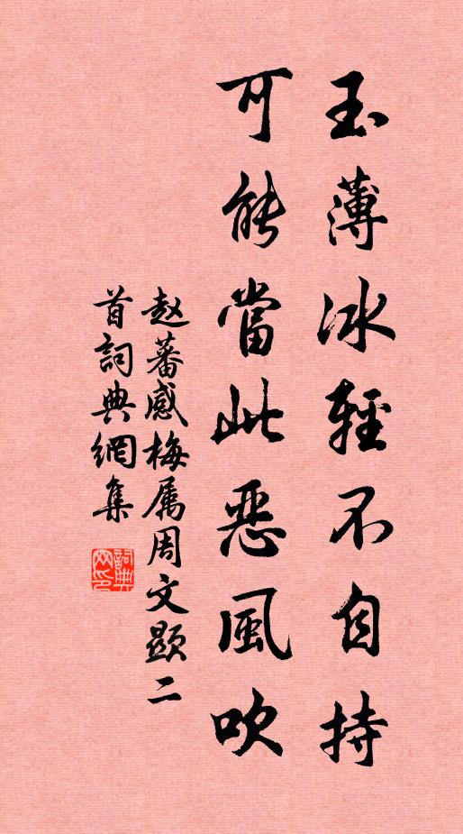 趙蕃玉薄冰輕不自持,可能當此惡風吹書法作品欣賞