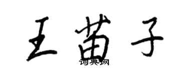 王正良王苗子行書個性簽名怎么寫