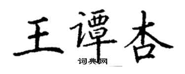 丁謙王譚杏楷書個性簽名怎么寫