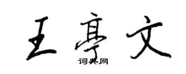 王正良王亭文行書個性簽名怎么寫