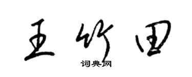 梁錦英王竹田草書個性簽名怎么寫