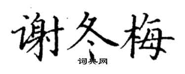丁謙謝冬梅楷書個性簽名怎么寫