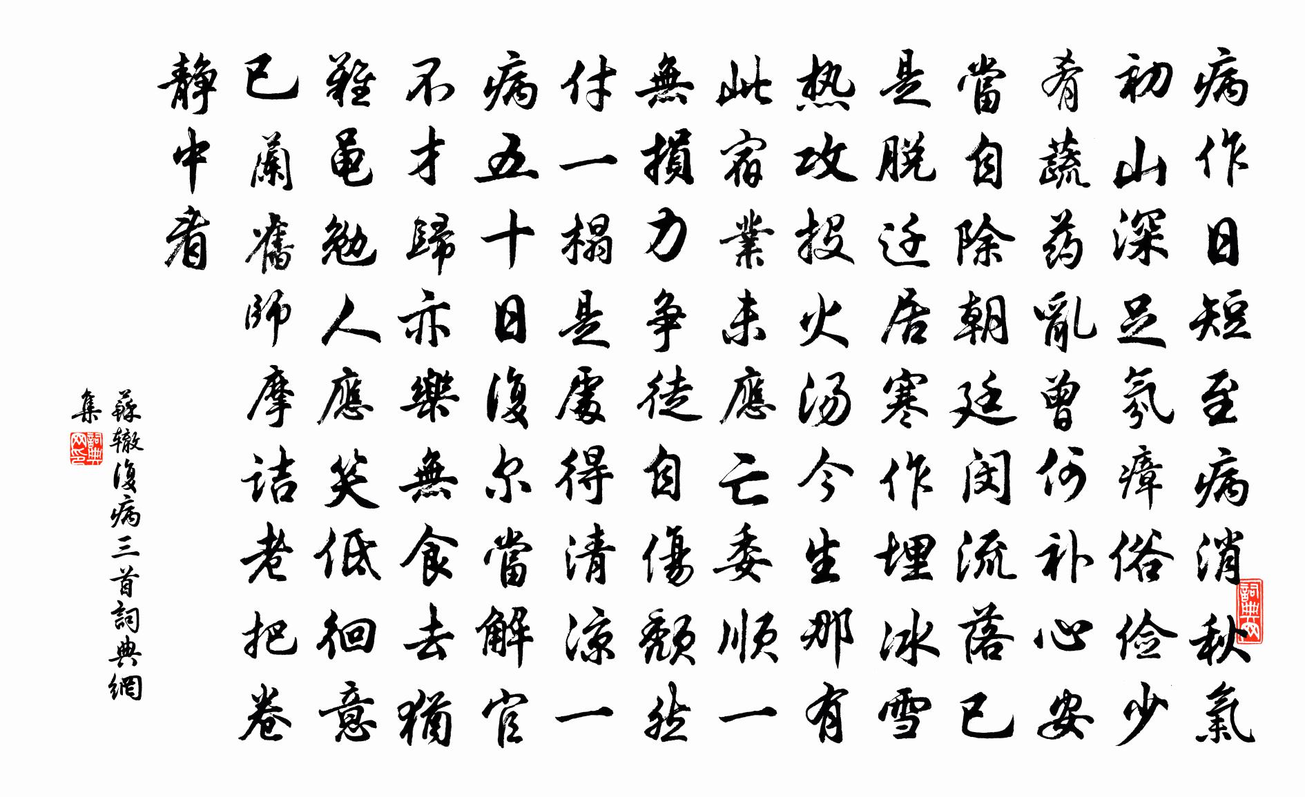 蘇轍復病三首書法作品欣賞