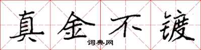 袁強真金不鍍楷書怎么寫