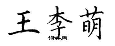 丁謙王李萌楷書個性簽名怎么寫